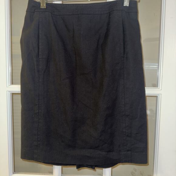 Talbots Midi Skirt Women's 4 Black Linen Blend Career Pencil - Picture 1 of 6